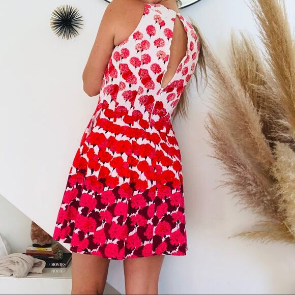 NEW YORK & CO White Pink Floral Tank Cutout Open Back Knee Length Midi Dress 4 - Picture 2 of 8